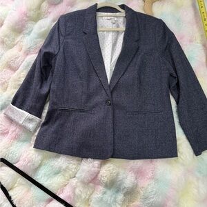 Kensie Glen Plaid Blazer with Polka Dot Lining